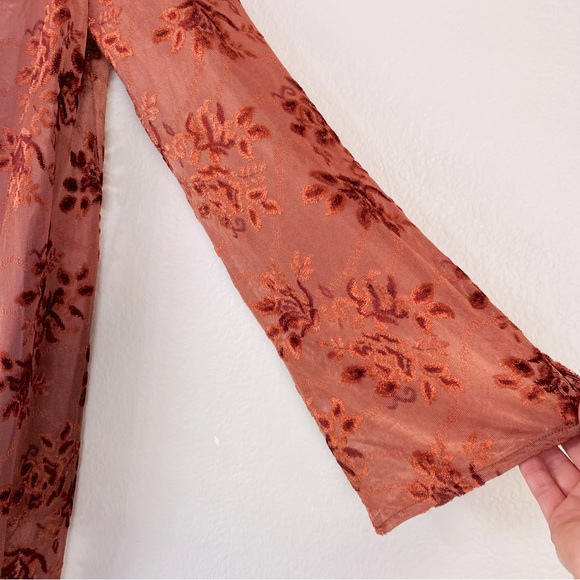 NWT Gypsy Tale By Gia Rust Velvet Burnout Long Kimono/Duster Size S - Picture 3 of 7